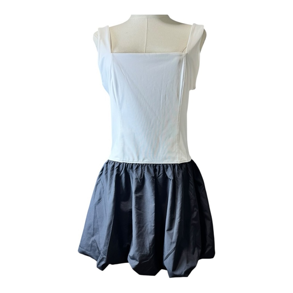 NWT Antonio Melani Bubble Hem Romper Skort Dress Black White Size M